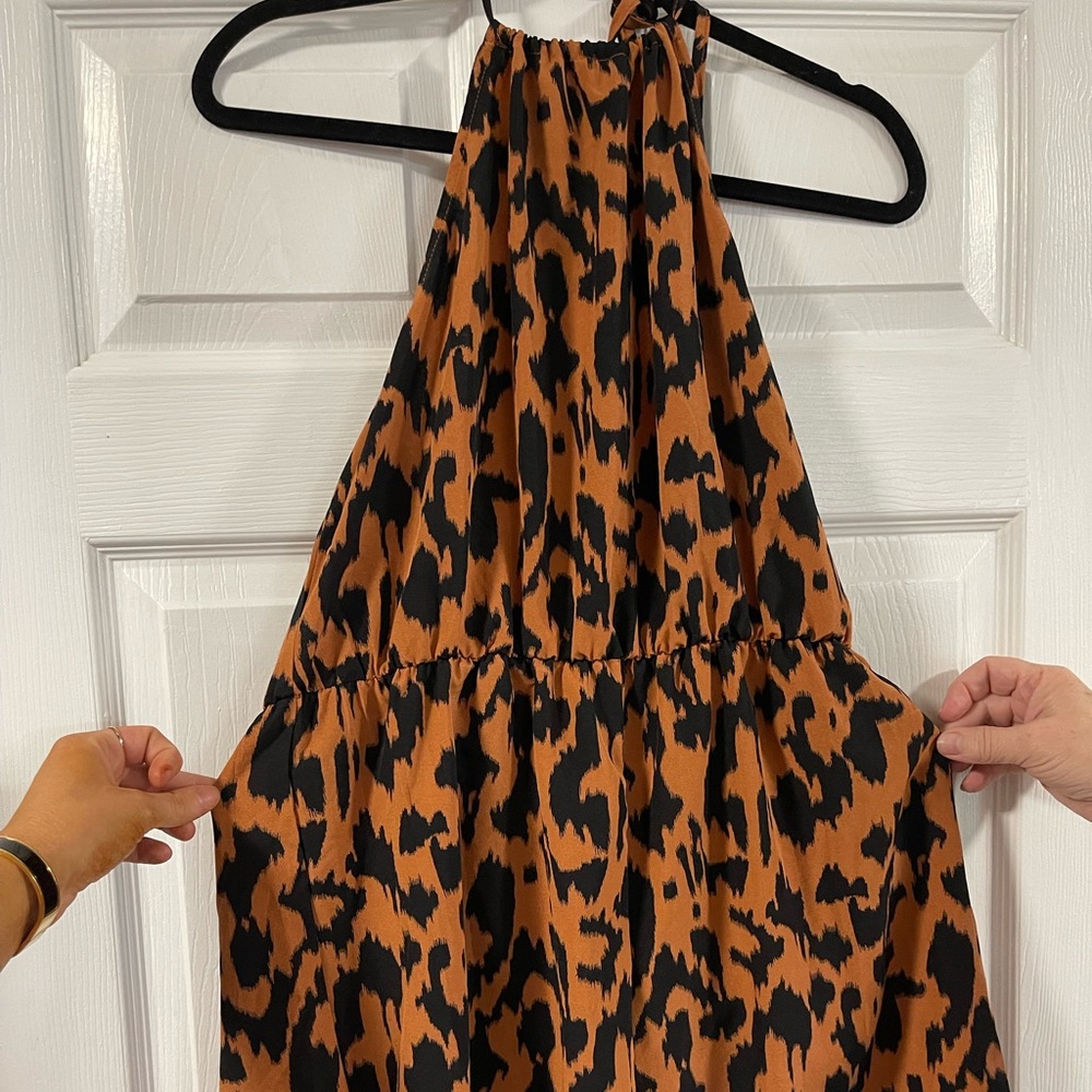 Shein high neck cheetah print romper